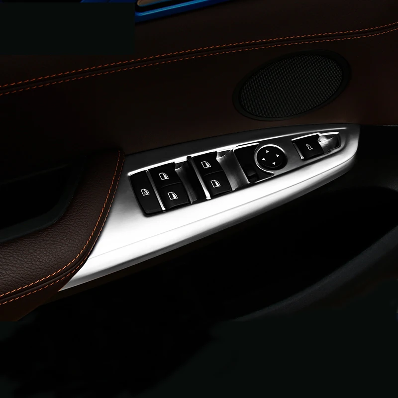 

Car Styling Inner Door Window Glass Lifter panel Switch Button Cover Trim For BMW X3 X4 F25 F26 Accessories 2014-2017 4pcs