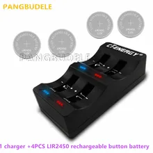 High Quality Universal USB Interface 4-Slot Charger 1PCS + 4PCS Rechargeable Button Battery LIR2450 Button Battery