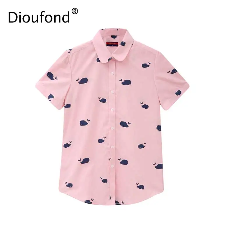 Dioufond для женщин рубашки с короткими рукавами КИТ Blusas Femininas 2018 повседневное