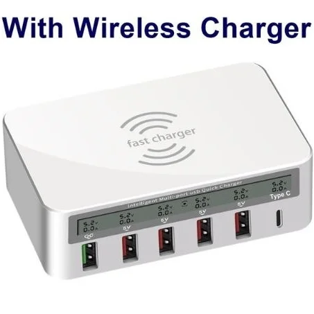 usb charger Tongdaytech Мульти USB Qi Беспроводное зарядное устройство для Iphone X XS MAX Quick Charge QC 3,0 ЖК-дисплей Быстрая зарядка Cargador Inalambrico - Тип штекера: usb charger