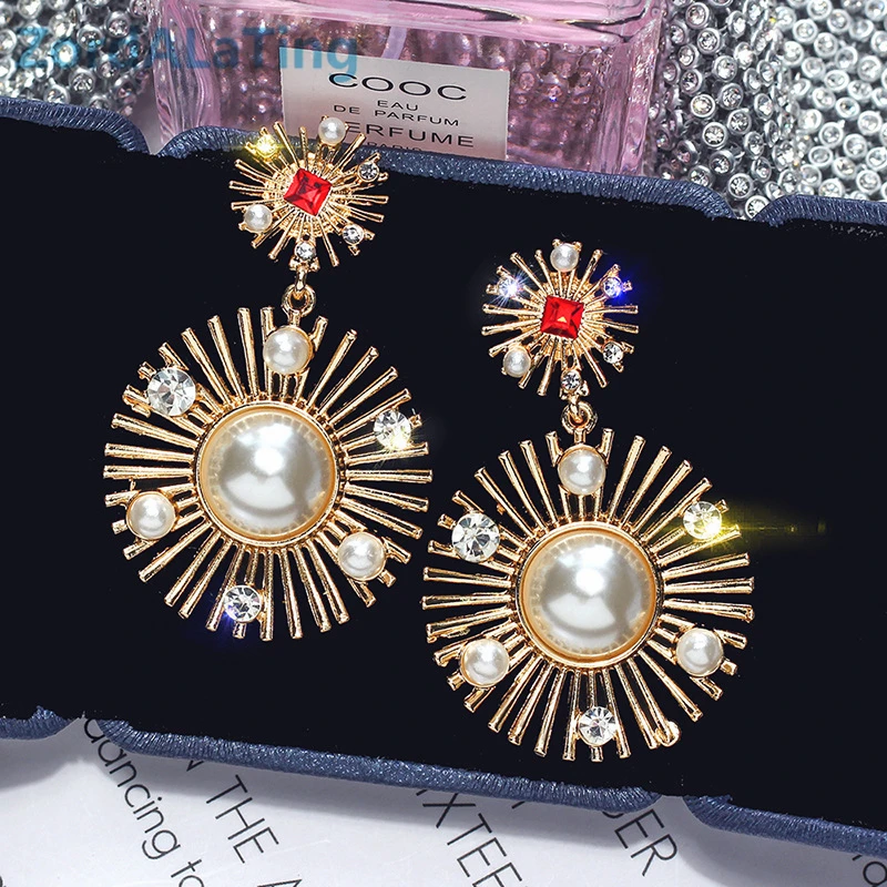 2019 Новая мода S925 Серебряная игла vogue преувеличены pendientes жемчужный металлик