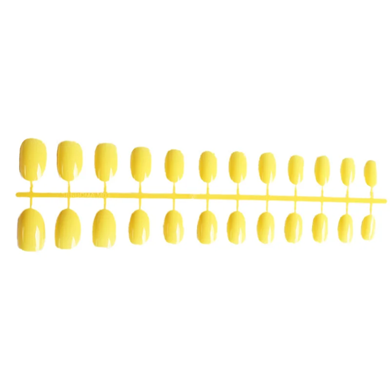 24 шт./компл. овальная головка накладные ногти акриловые накладные ногти маникюрного салона, советы с 2g Клей для ногтей мягкие Карамельный цвет длинный рукав короткий круглый накладные ногти - Цвет: 19