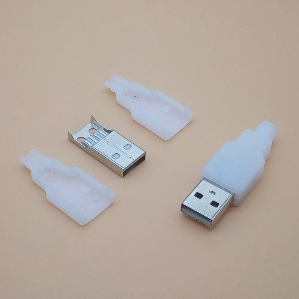 5 шт. тип A штекер USB 4 контактный разъем с белым пластиковым покрытием|Соединители|