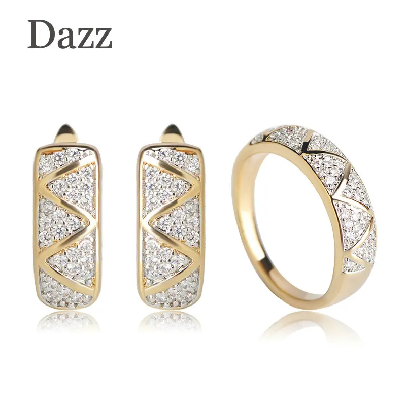 Dazz AAA + кубический циркон медный женский ювелирный набор золотого цвета для