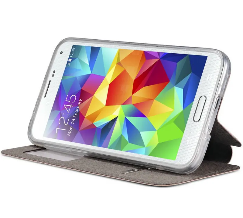 Кожаный чехол-книжка TANZ с окошком для обзора samsung Galaxy S5 S4 G530 со скользящей