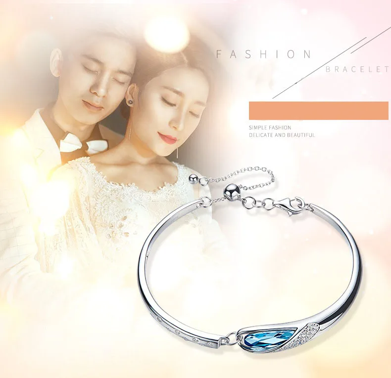 Женский браслет Cdyle украшенный кристаллами из стерлингового серебра 925 пробы |