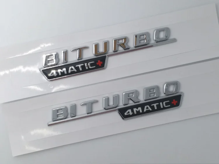 Матовый черный хром Turbo 4matic Biturbo 4matic+ эмблема на КРЫЛО боковой Supercharge логотип для автомобильного стайлинга Стикеры для Mercedes Benz - Название цвета: SILVER 18