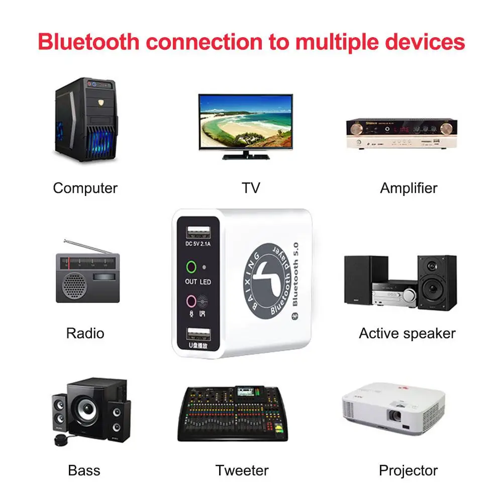 USB Bluetooth аудио приемник адаптер 5,0 с пультом дистанционного управления пение песня помощник U диск воспроизведения аудио усилитель беспроводной