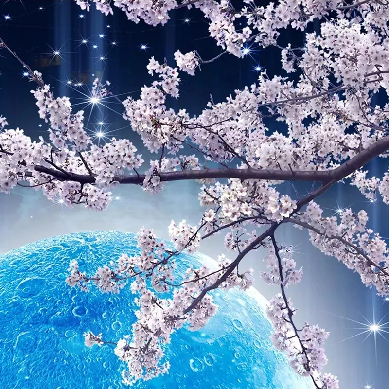 Пользовательские 3D обои Moon Cherry Blossom настенный пейзаж с деревом водостойкая