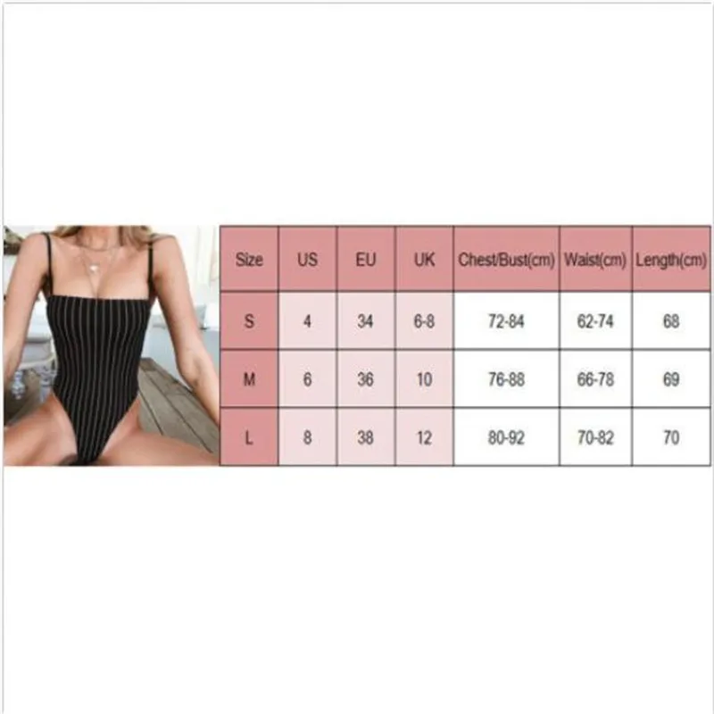 Женский Летний комбинезон трико Новый Полосатый Облегающий без рукавов с