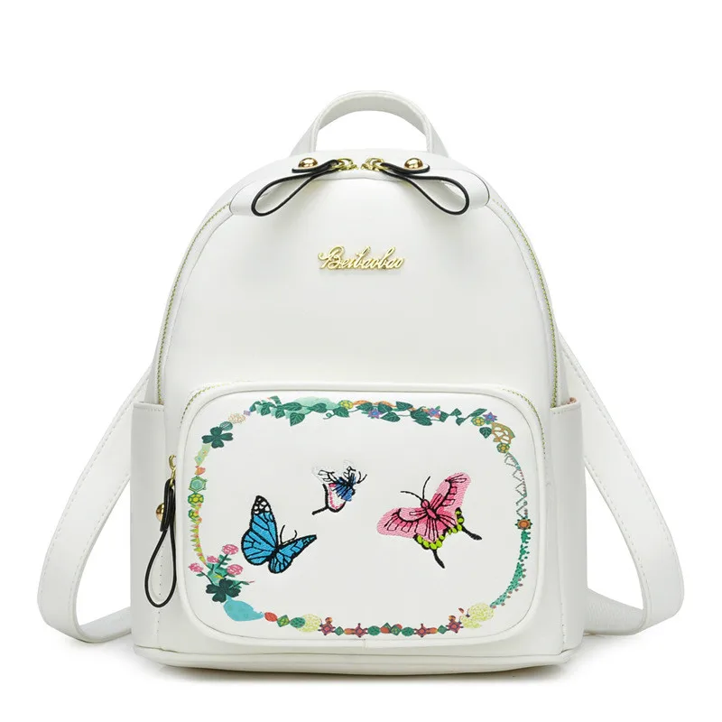 Новые принты рюкзак белый черный женский туристический для студентов PU двойная