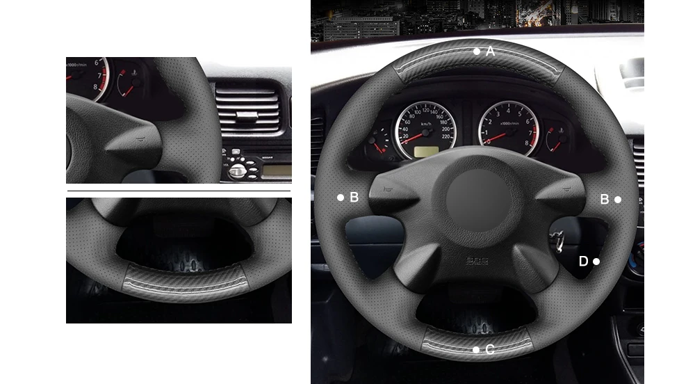 Черный PU карбоновый чехол рулевого колеса автомобиля для Nissan Almera(N16) X-Trail(T30) Primera(P12) Terrano 2 Pathfinder Paladin