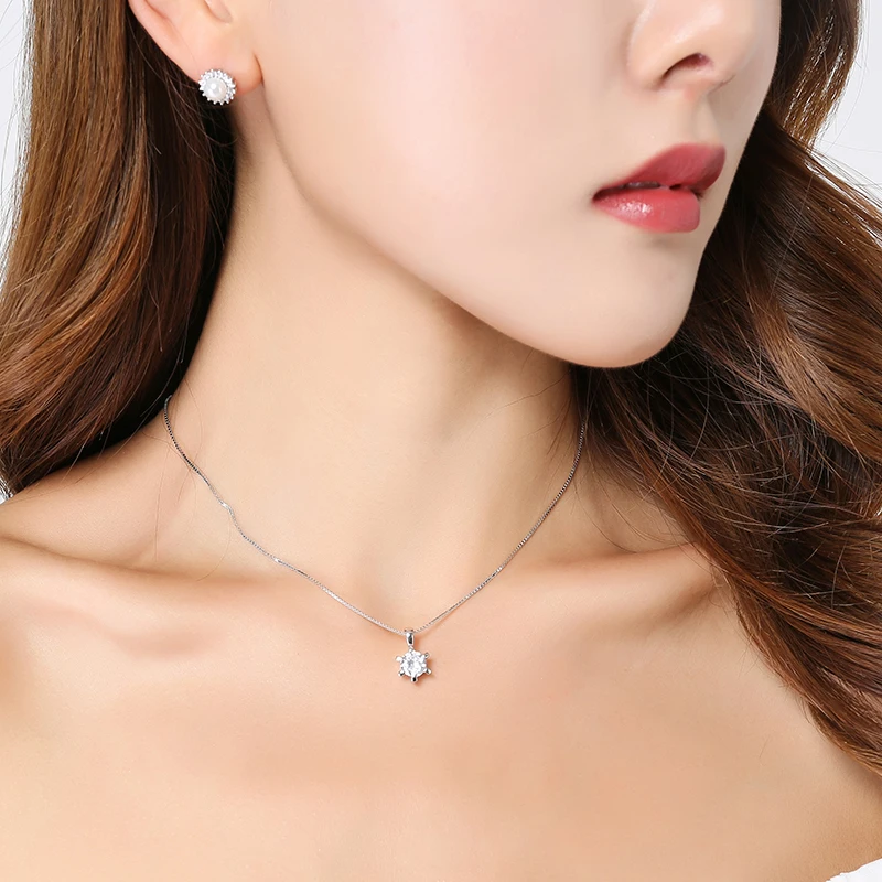 Fashionable long necklace silver 925 jewelry snowflake shape statement choker necklaces gift for family ZPS01595 | Украшения и