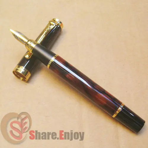 Перьевая ручка JINHAO 500 руководитель Средний наконечник винный мрамор и золото |