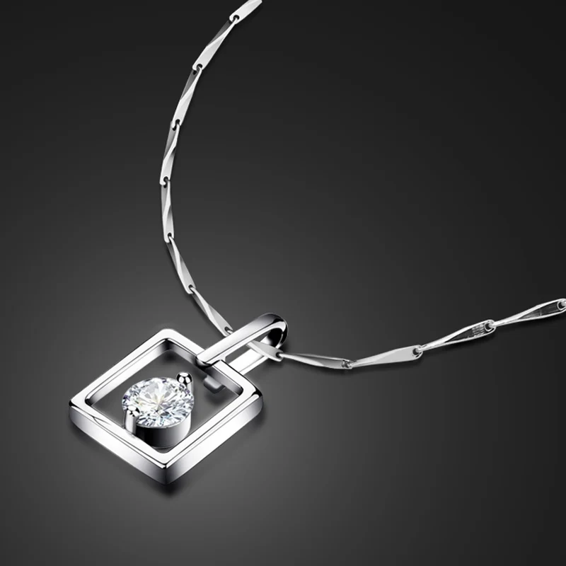 

Minimalist 925 Sterling Silver Necklace Geometric Element Pendant Shine Zircon Mosaic Design Lady Glamour Jewelry free shipping