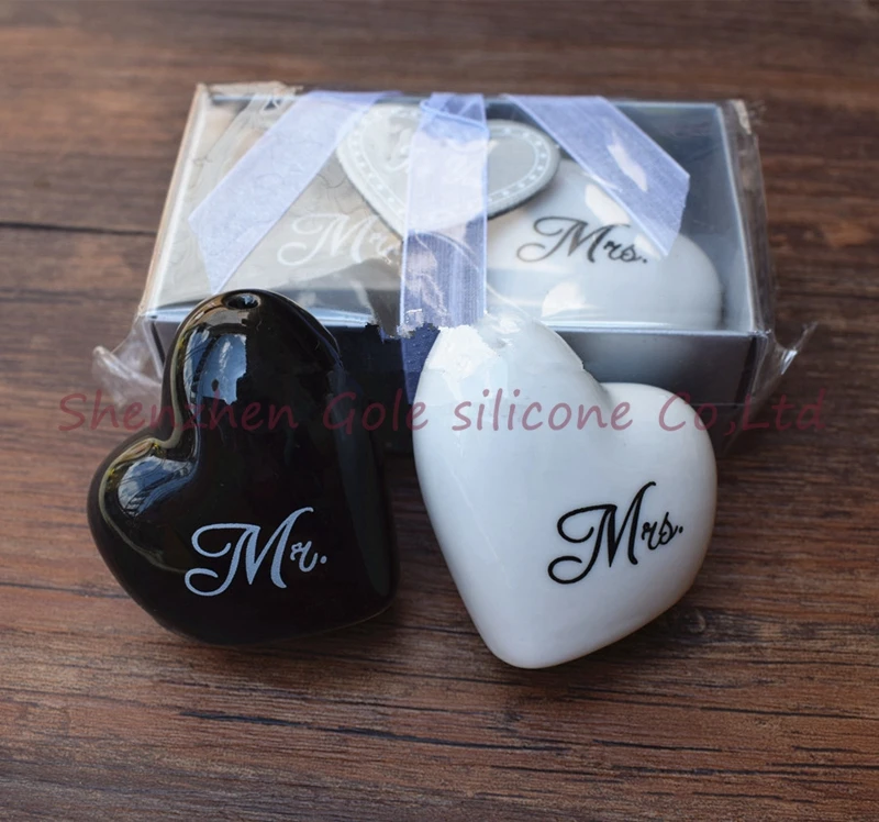 Love heart Mr& Mrs керамический шейкер для соли и перца xxoo круглый квадратный 60 шт. 30 комплектов Свадебные сувениры предметы для вечеринки подарок гость