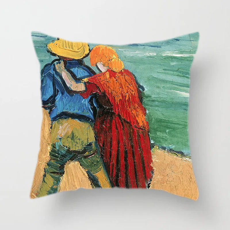 Van Gogh4 Ретро льняная/персиковая кожаная наволочка для подушки самостоятельно разработанная Ван Гог Картина маслом голова серия подушка для гостиной чехол - Цвет: Van Gogh4