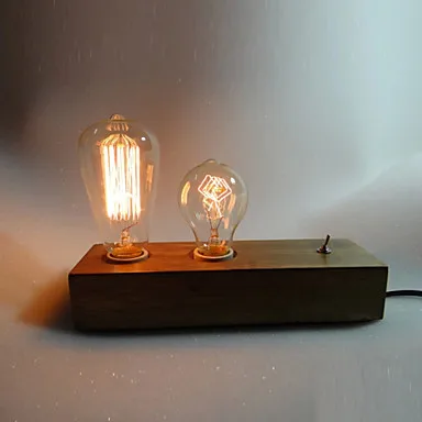 Настольные лампы Эдисон VintageTable Light с 2 лампами в Америке Лофт Syle Деревянный
