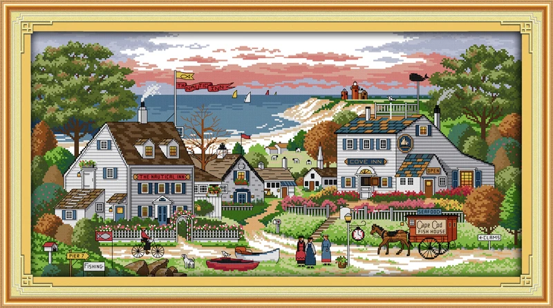 

Comfortable bay cross stitch kit 14ct 11ct count printed canvas stitching embroidery DIY handmade needlework