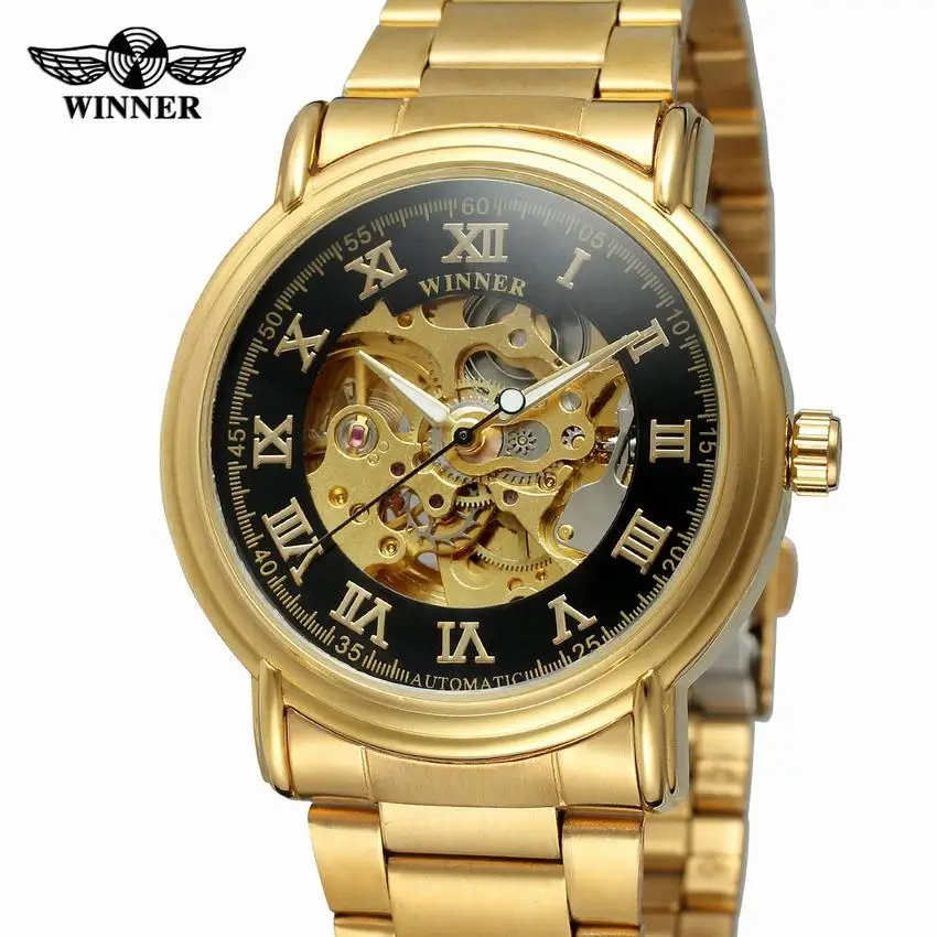 Часы WINNER мужские автоматические механические с металлическим ремешком|box brand|dress