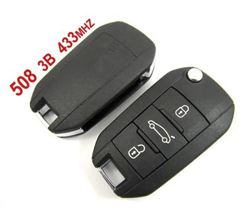 KEYECU Новый дистанционный брелок 3 кнопки 433 МГц с ID46 чип внутри для Peugeot 208 308 508 3008 5008