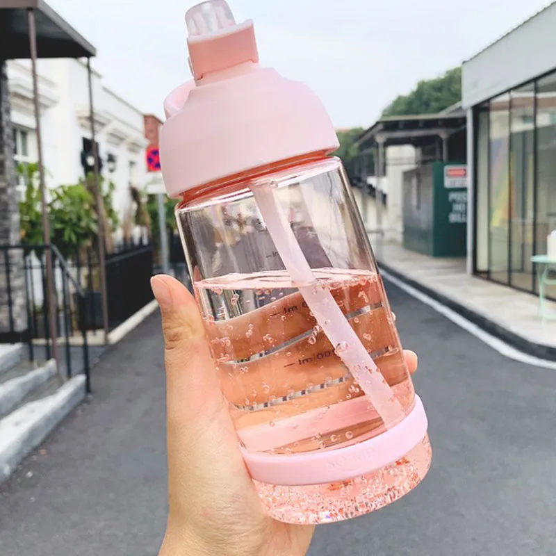 Новая прозрачная бутылка для воды соломы спортивные путешествия фруктовый сок воды чашки Велоспорт 550 мл/850 мл/1000 мл Горячая