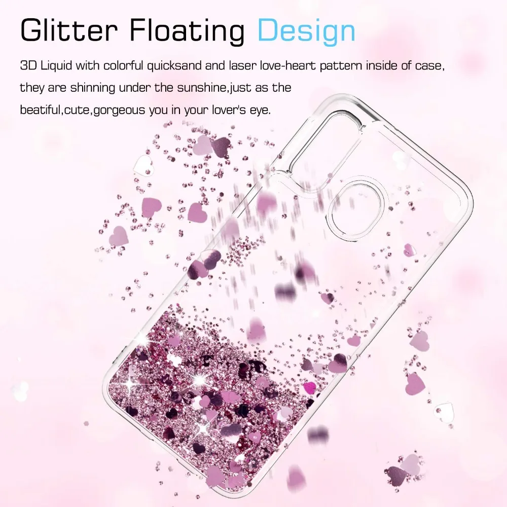 Блестящий Жидкий чехол для Samsung Galaxy A40 силиконовый Dynamic Qicksand Star Love |