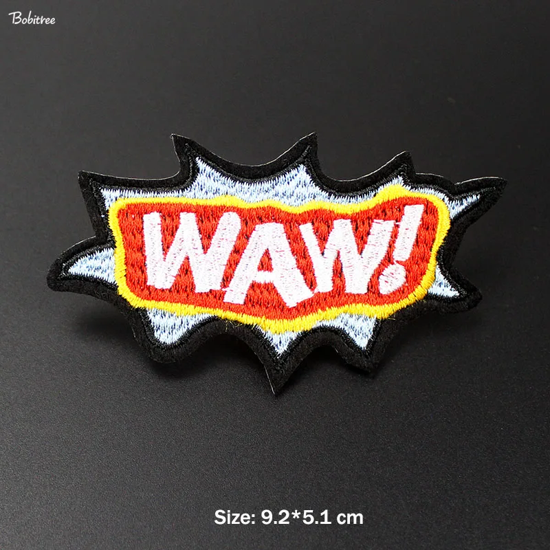 Модная мультяшная популярная гладильная нашивка WAW креативный вышитый значок