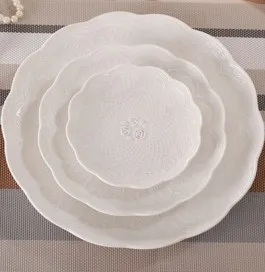 white set of 3pcs Розовые обеденные тарелки, кухонные инструменты, посуда, тарелка для супа, роскошный - Цвет: white set of 3pcs