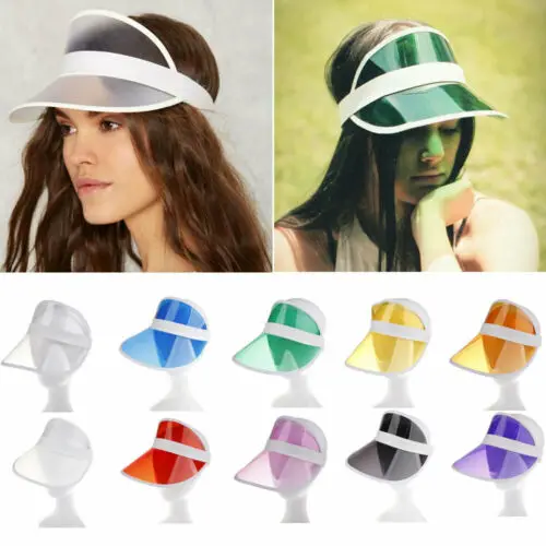 

New Unisex Summer Transparent Visor Sun Plain Hat Sports Cap Colors Golf Tennis Beach New Adjustable Women Headband Cap