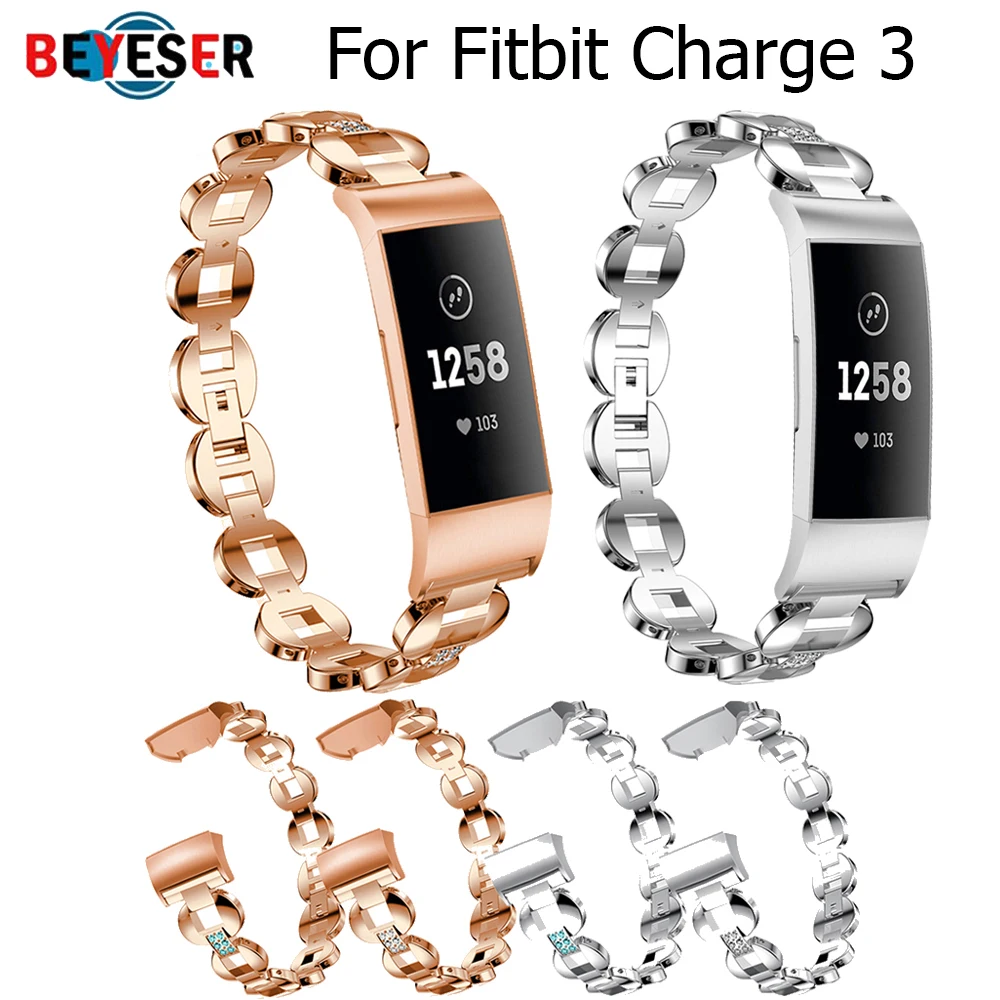 

Replacement Crystal Rhinestone Wrist Women Girl Band Diamond Steel Strap For Fitbit Charge 3 4 Bracelet Stainless Steel Strap