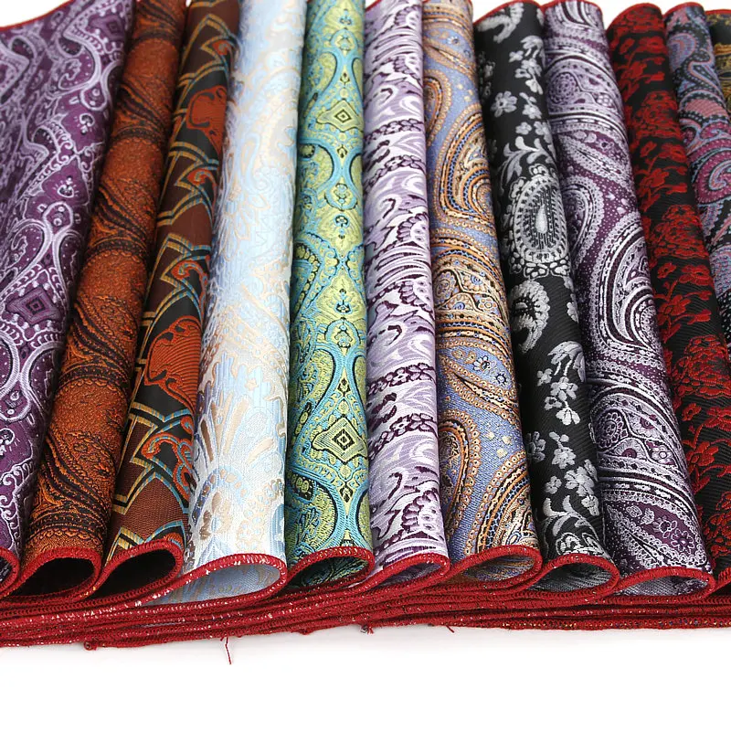 Горячая продажа джентльмен Пейсли цветок полиэстер шелк Hanky Мужчины Жених карман