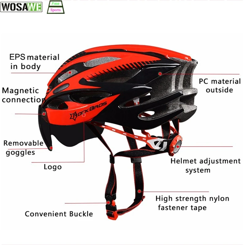 ROCKBROS велосипедный шлем с солнцезащитными очками непродуваемый интегрированный