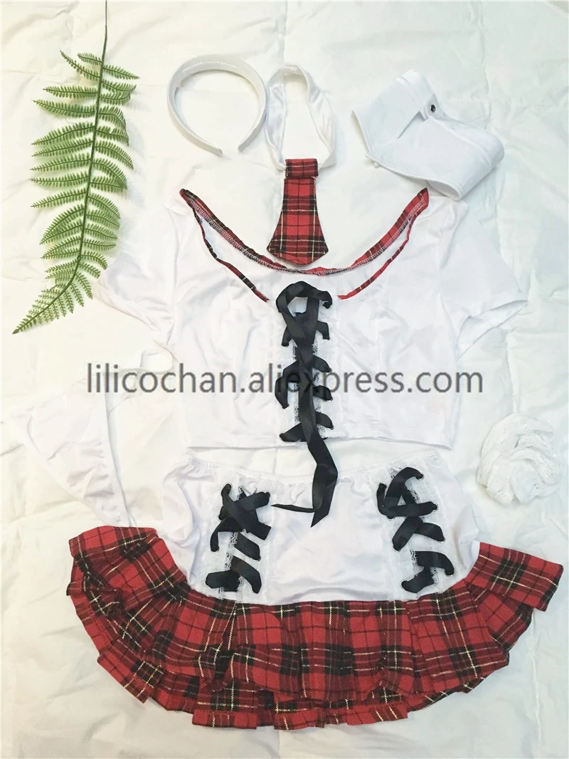 Женская Милая сексуальная школьная форма короткая юбка комплект наряд униформа