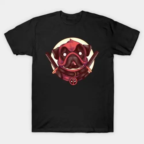 Pugpool Deadpool Милая Черная футболка с рисунком Мужская унисекс новая модная