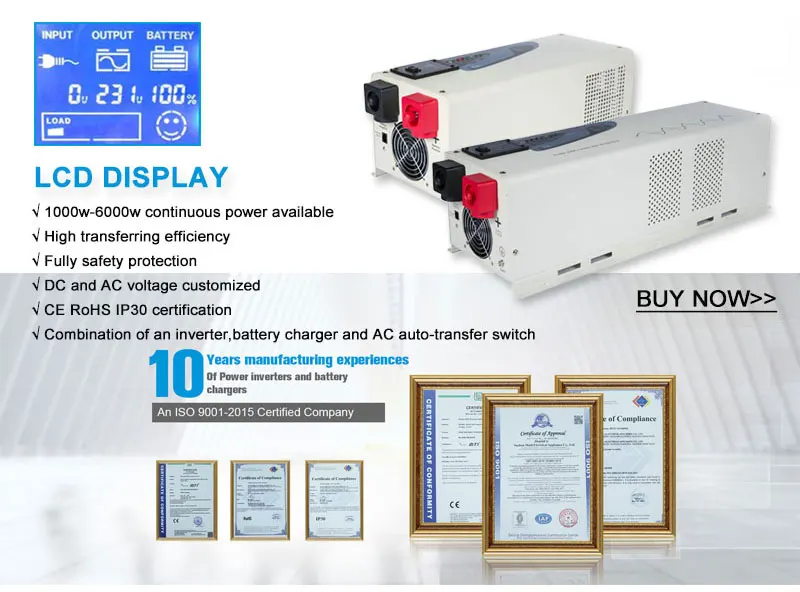 

PS Series Hybrid solar pure sine wave inverter 2000w 12/24v to 110/230v dc ac inversor with external LCD display