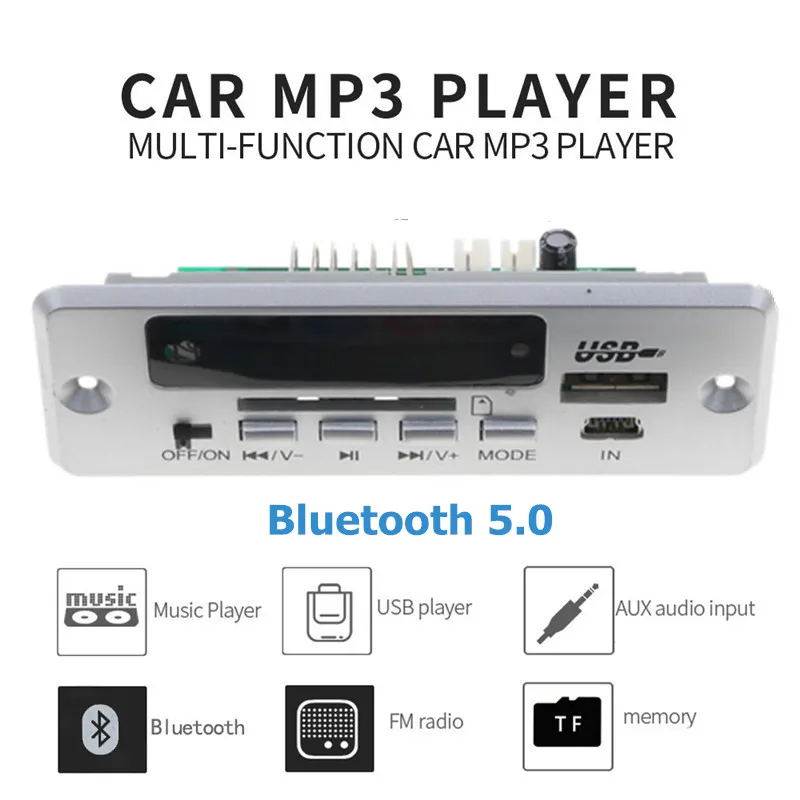 USB 3 5 мм AUX Bluetooth FM радио V5.0 беспроводной приемник MP3 плеер в 12 В декодер плата