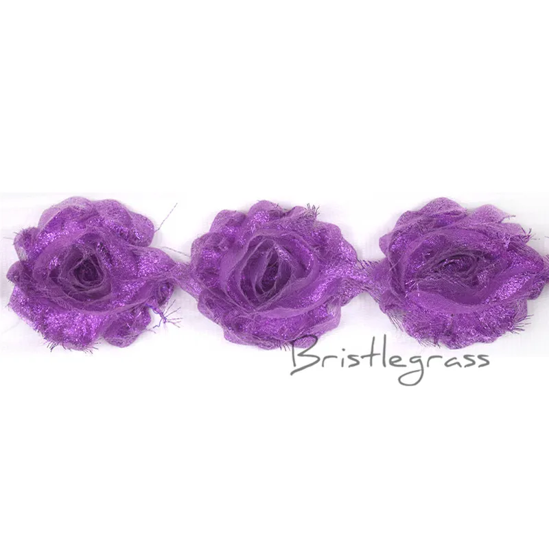 Glitter Purple Щетина 1 Ярд 2," потрепанная роза цветок Розетка отделка из сетки, кружева дети повязки на голову аксессуары для волос свадебное платье невесты - Цвет: Glitter Purple