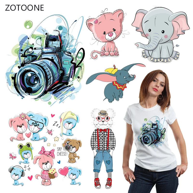 

ZOTOONE Elephant Iron on Transfer Patches Stripes on Clothing Diy Patch Heat Transfer for Clothes Decoration Stickers Kid Gift G