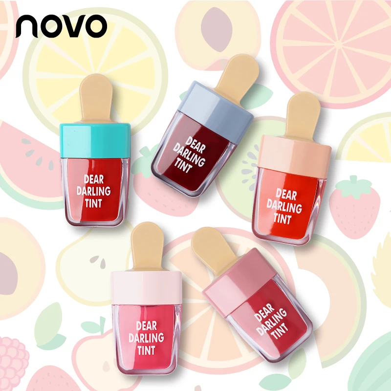 Бренд NOVO новинка косметика блеск для губ в форме мороженого матовый 6 цветов
