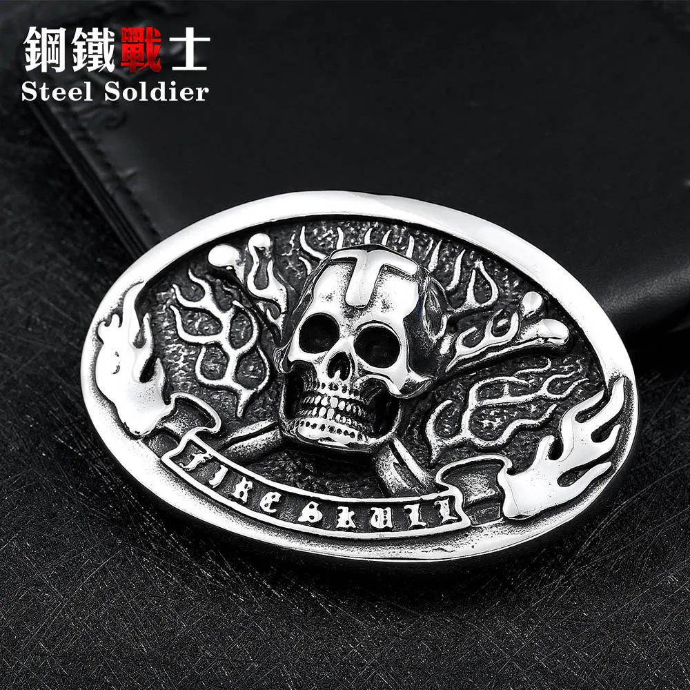 Мужская стальная пряжка с черепом Прямая поставка оптовая продажа уникальный