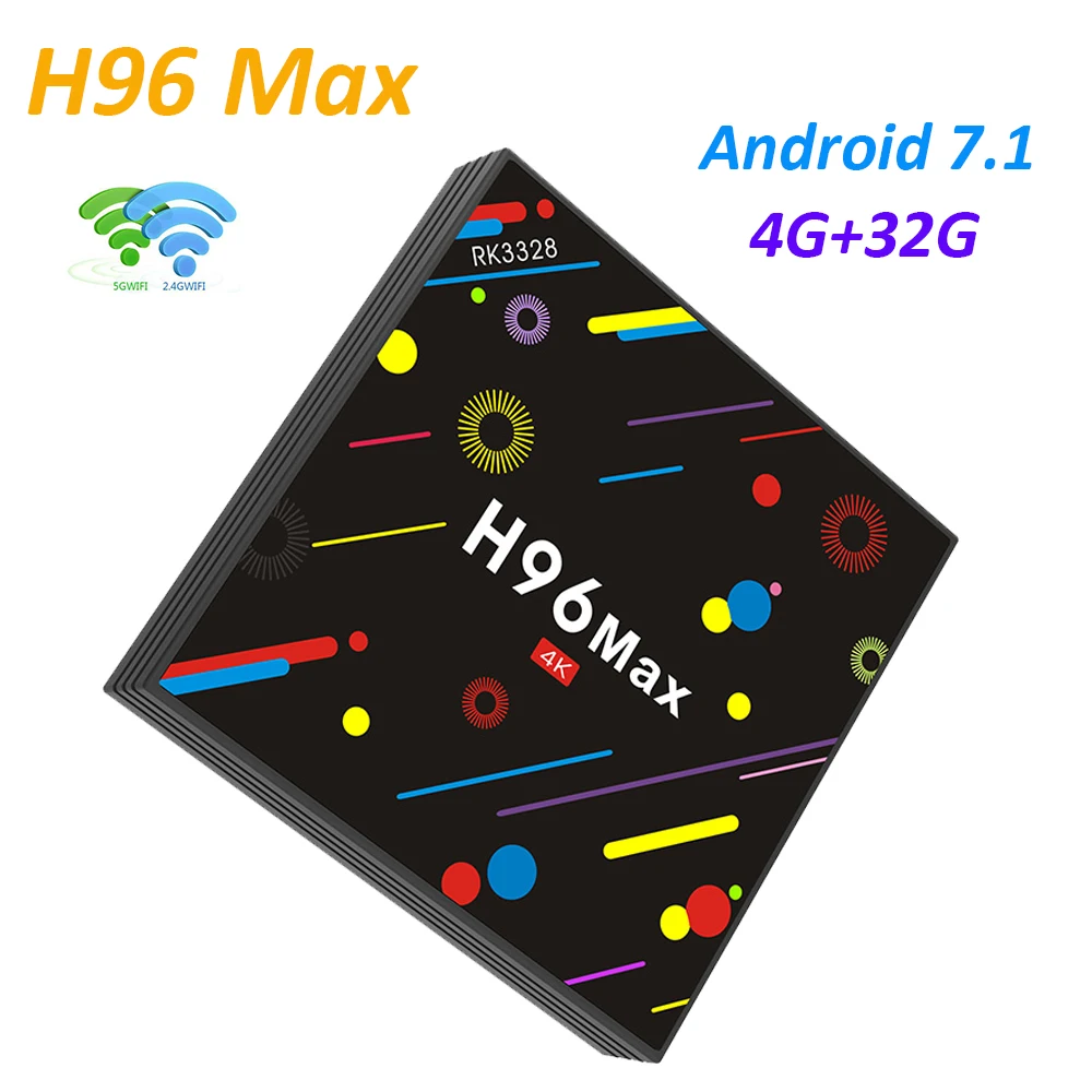 H96 MAX H2 Android 7.1 Smart TV Box 4GB RAM 32GB ROM Set Top RK3328 2.4G/5G Dual WiFi 4K H.265 BT4.0 Media Player PK Pro | Электроника
