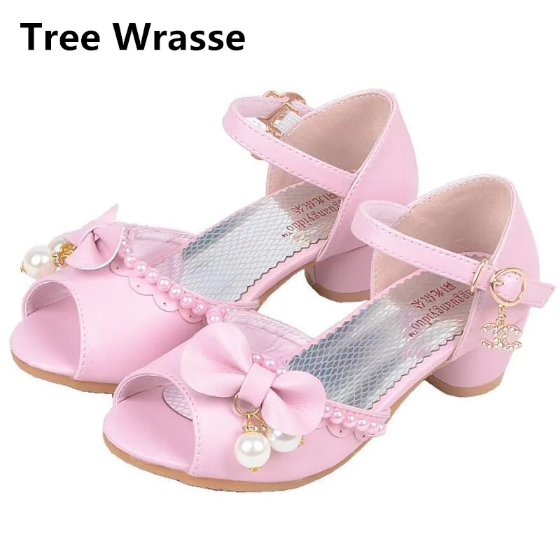 Новинка детские сандалии принцессы свадебные кожаные туфли с жемчугом для