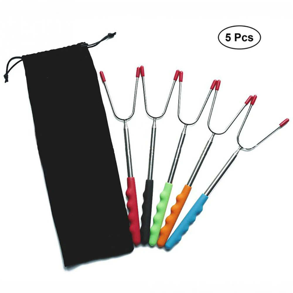 5 шт./компл. прочные безопасные многоцветные вилки для барбекю легко переносить