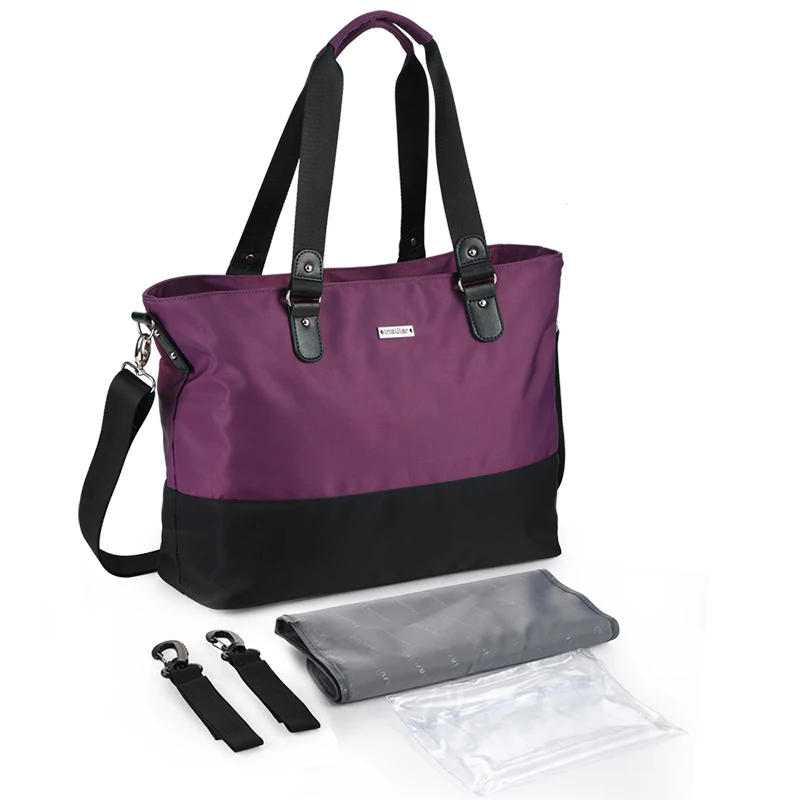 Purple diaper bag Новая сумка для подгузников для коляски, водонепроницаемые детские сумки для мамы, большая вместительность, многофункциональная сумка для беременных, переносная сумка для мам - Цвет: Purple diaper bag