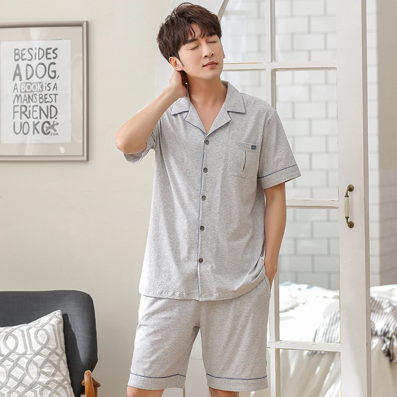 Мужские пижамы больших размеров XXXL мужские короткие штаны с коротким рукавом