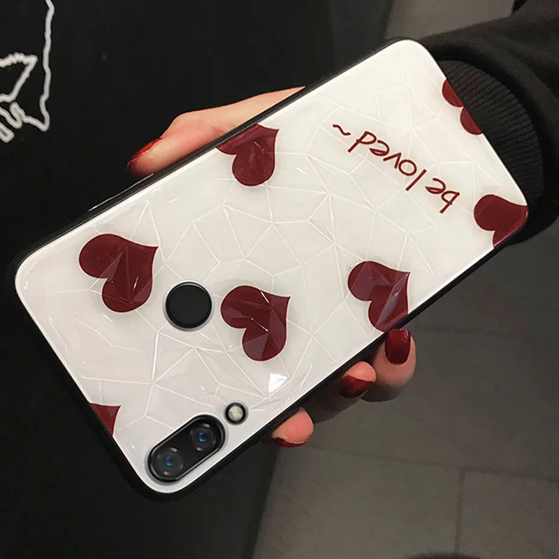 Tfshining Diamond Glass Cute Phone Case For Huawei P20 Lite Pro Mate 20 Honor 8X Nova 3 3i 4 Geometric Hard Cover |