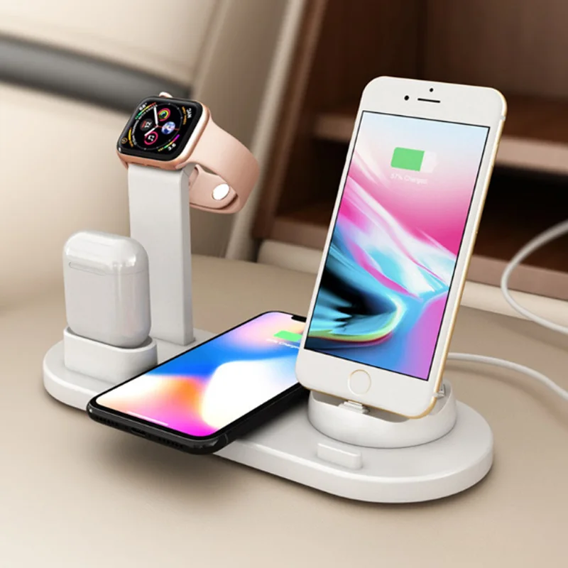3 в 1 быстро Беспроводной Зарядное устройство станции с Тип usb C Micro USB Беспроводной Беспроводная зарядка для Iphone X apple Watch 4/3/2/1 Airpods 1/2