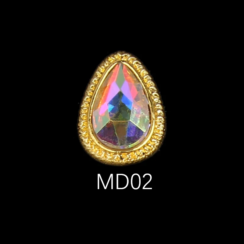 MD02 Korea Trend Nail Jewelry Style 10/30pcs Latest Metal Bezel Water Drop Stone Design 3D Nail Art Alloy Jewelry - Цвет: MD02