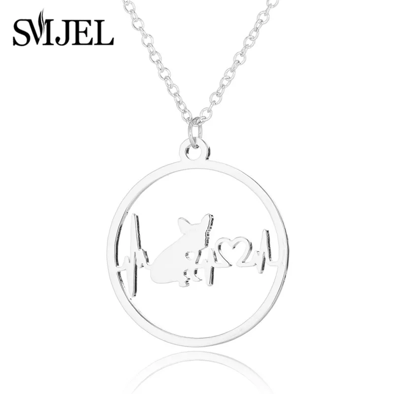 XL552 SMJEL, Трендовое ожерелье с собачкой, колье, новинка, нержавеющая сталь, сердцебиение, щенок, французский бульдог, ожерелье, ювелирные аксессуары, колье для женщин - Окраска металла: XL552
